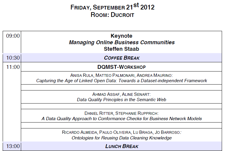 DQMST-workshop programm